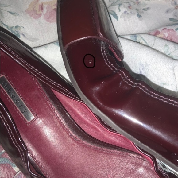 Theory Patent Leather Wedge Ballet Flats Burgundy - Picture 10 of 11